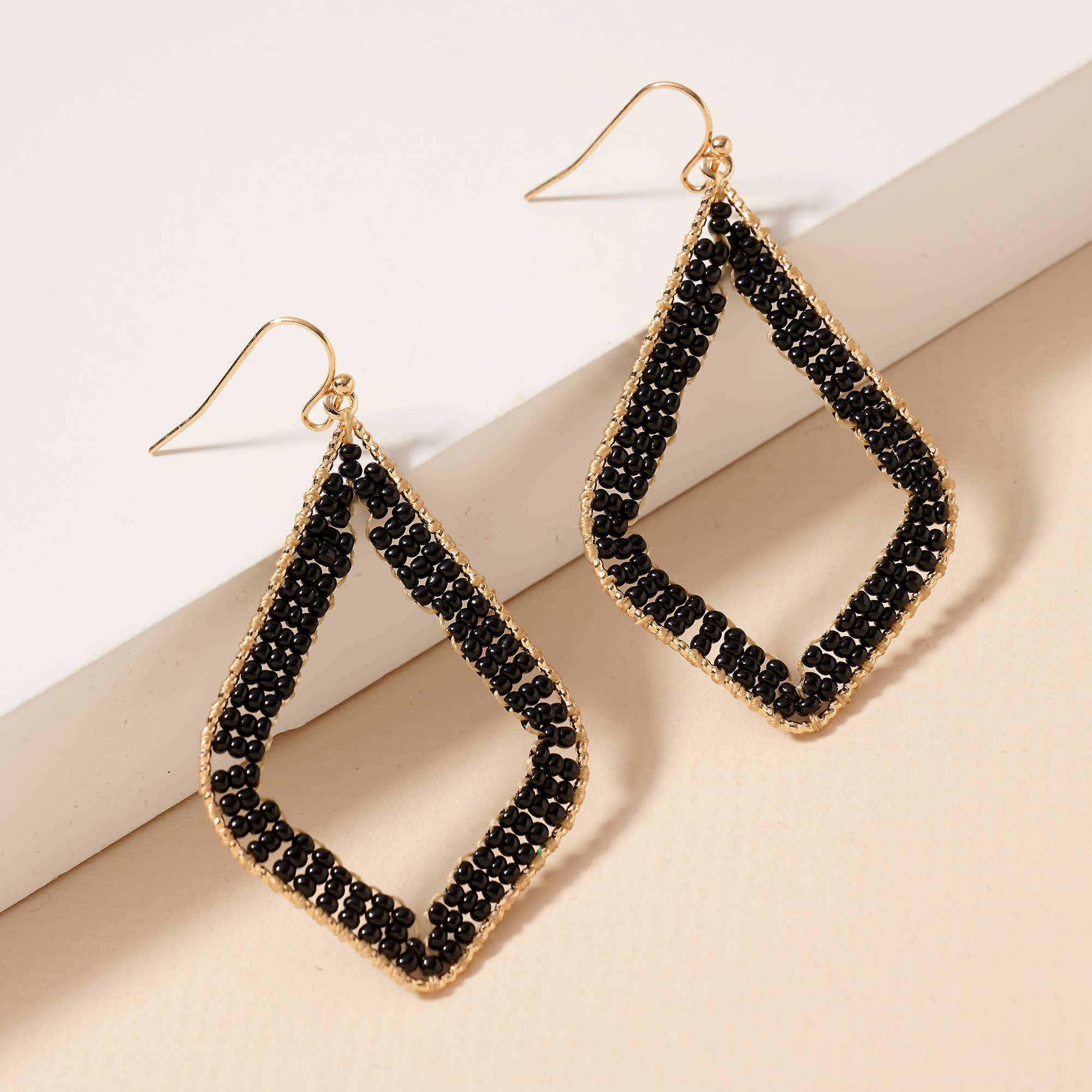 Rhombus Beaded Dangle Earrings