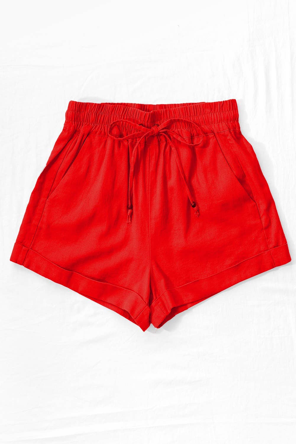 Comfy Linen Shorts- Red