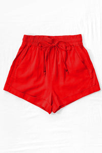 Comfy Linen Shorts- Red