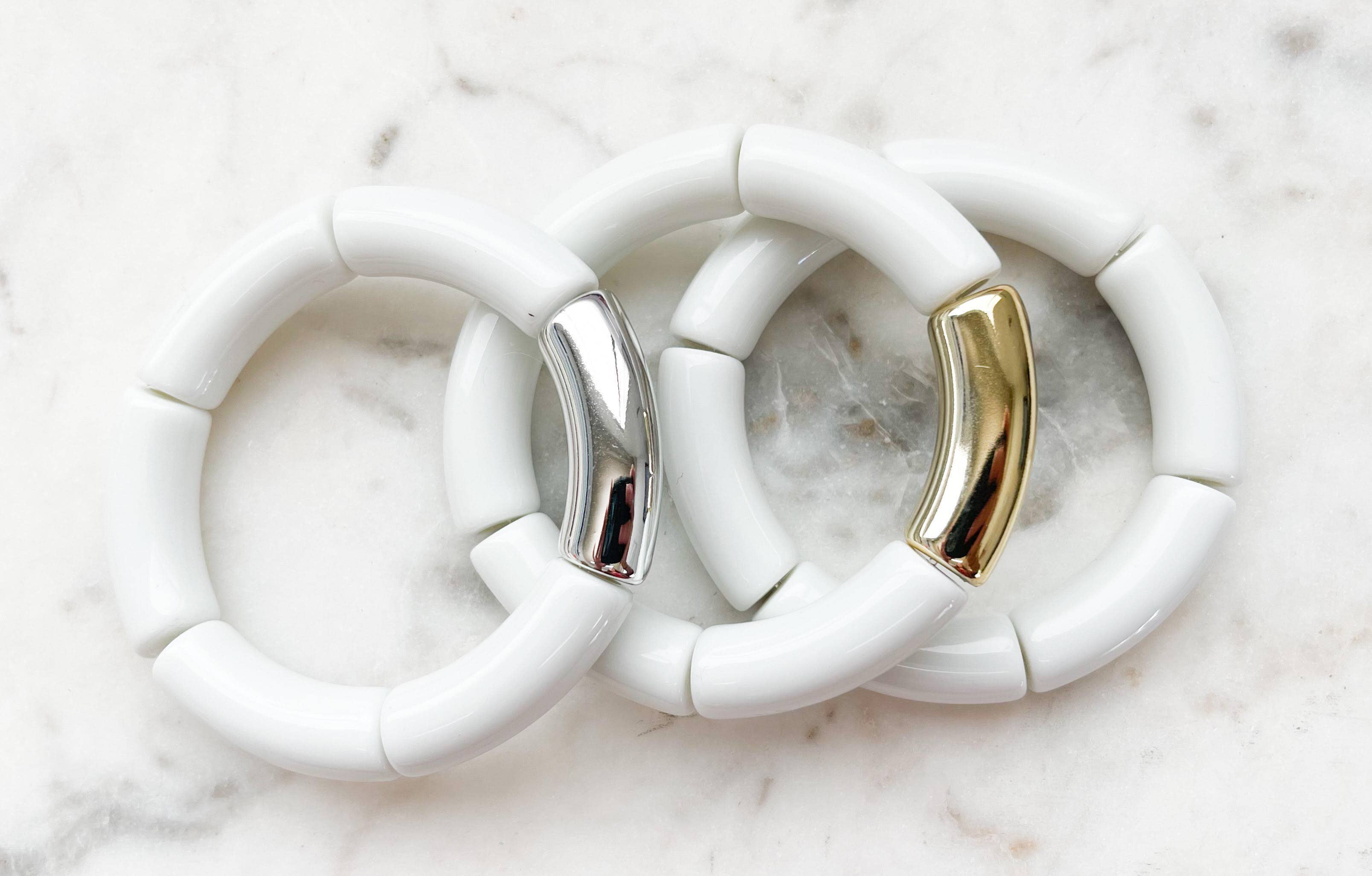 White Acrylic Bamboo Bangle