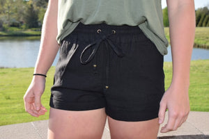 Comfy Linen Shorts- Black