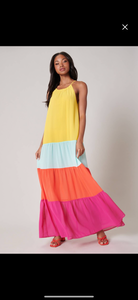 Rainbow Rays Bright Colorblock Maxi Dress