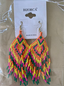 Neon beaded earrings