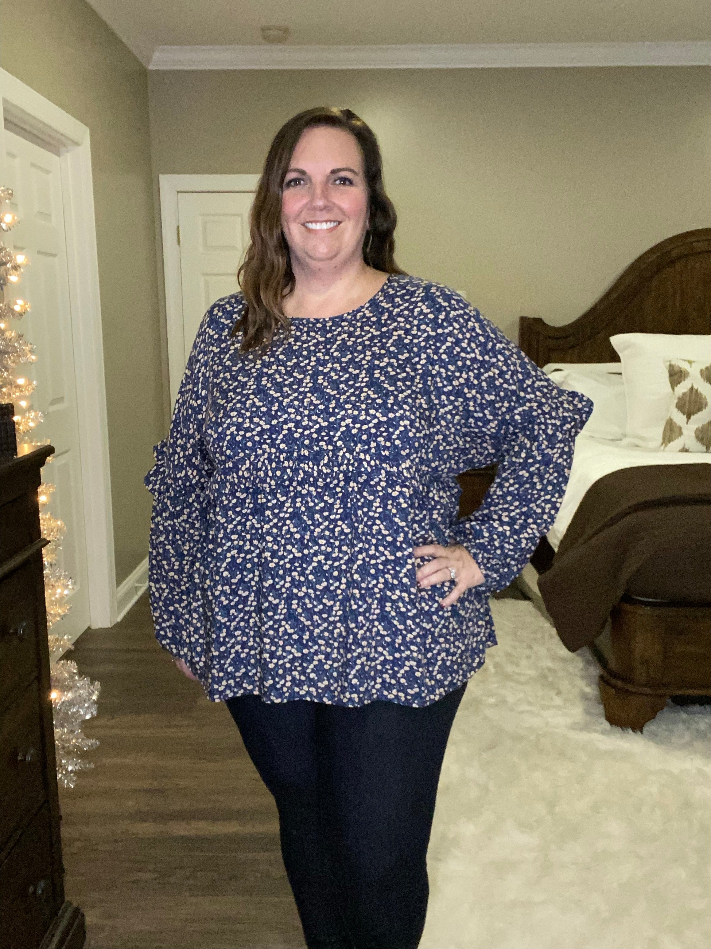 Navy Floral Top