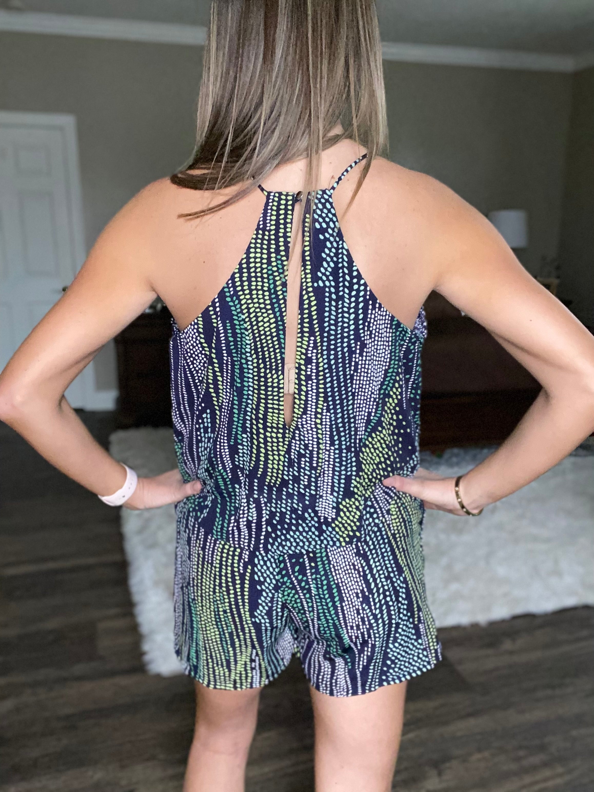 Green and Blue Drizzy Romper