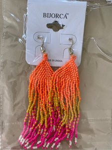 Neon beaded earrings