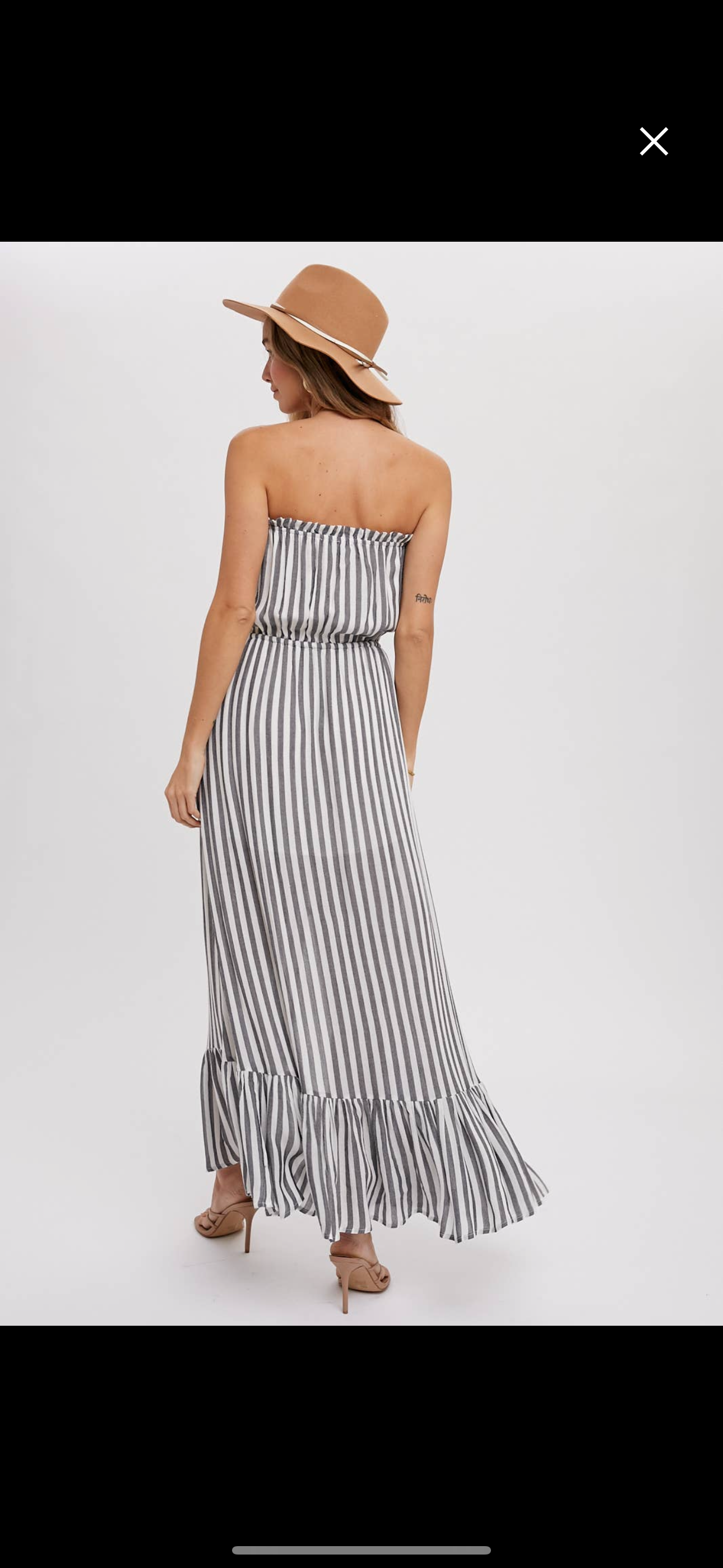 STRIPE BUTTON FRONT TUBE MAXI DRESS