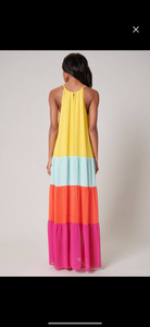 Rainbow Rays Bright Colorblock Maxi Dress