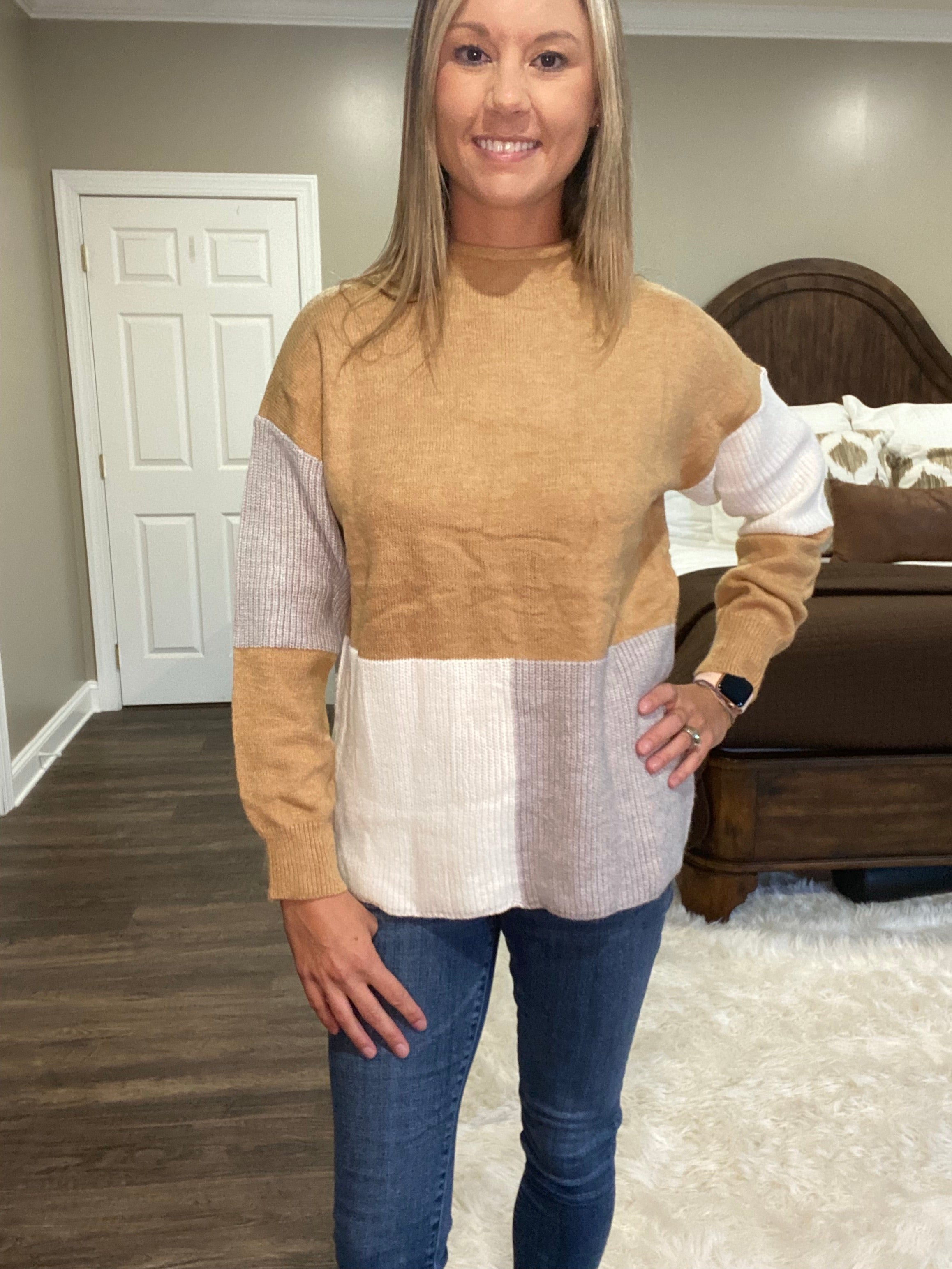 Colorblock Camel Sweater