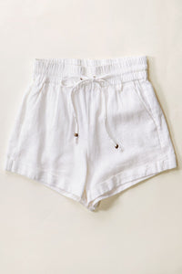 White linen shorts
